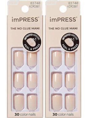 Press-On Nails Set - Short Squoval Shape, Point Pink Color, 30 Nails